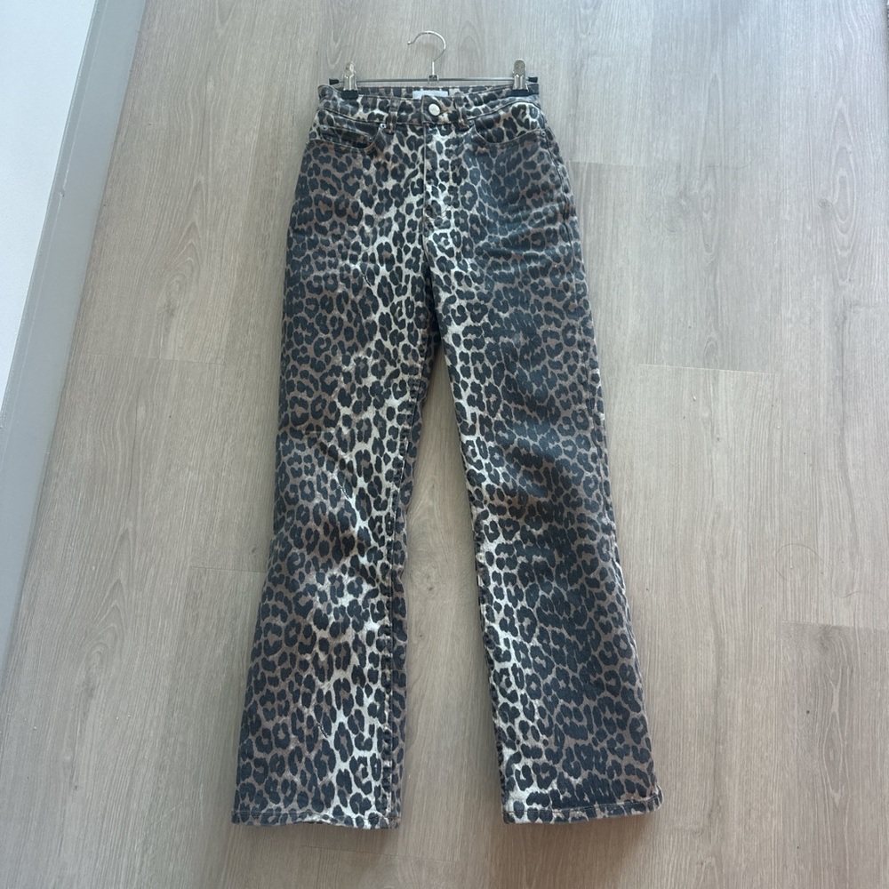 Ganni Betzy Leopard Print Women Jeans